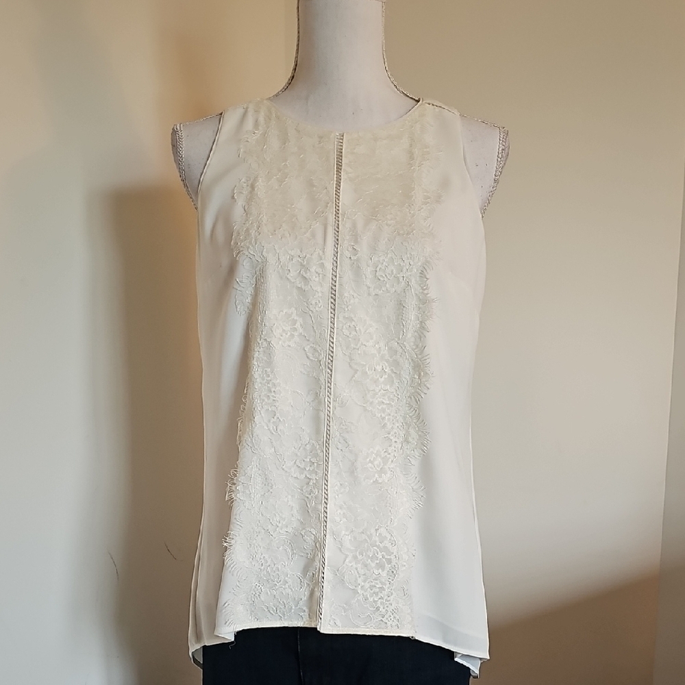 WHBM Elegant Cream Lace Women's Top